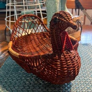 Turkey Rooster Chicken Wicker Rattan Bowl Basket